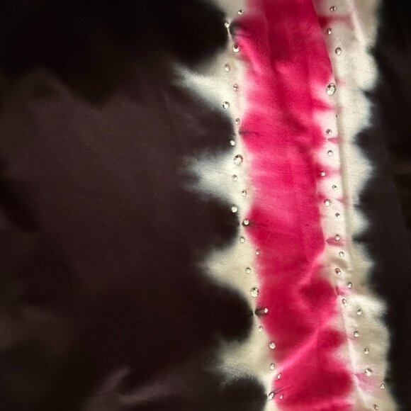 Tye-Dye T-Shirt Short Sleeve Round Neck Black Pink Large - Picture 3 of 4